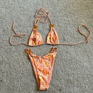 Revolve Camila Coelho orange and yellow floral swimsuit, only worn once